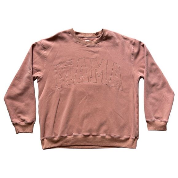 Brooklyn Grace "MAMA" Drop Shoulder Autumn Spice Orange Crewneck Sweater Large - Picture 2 of 11